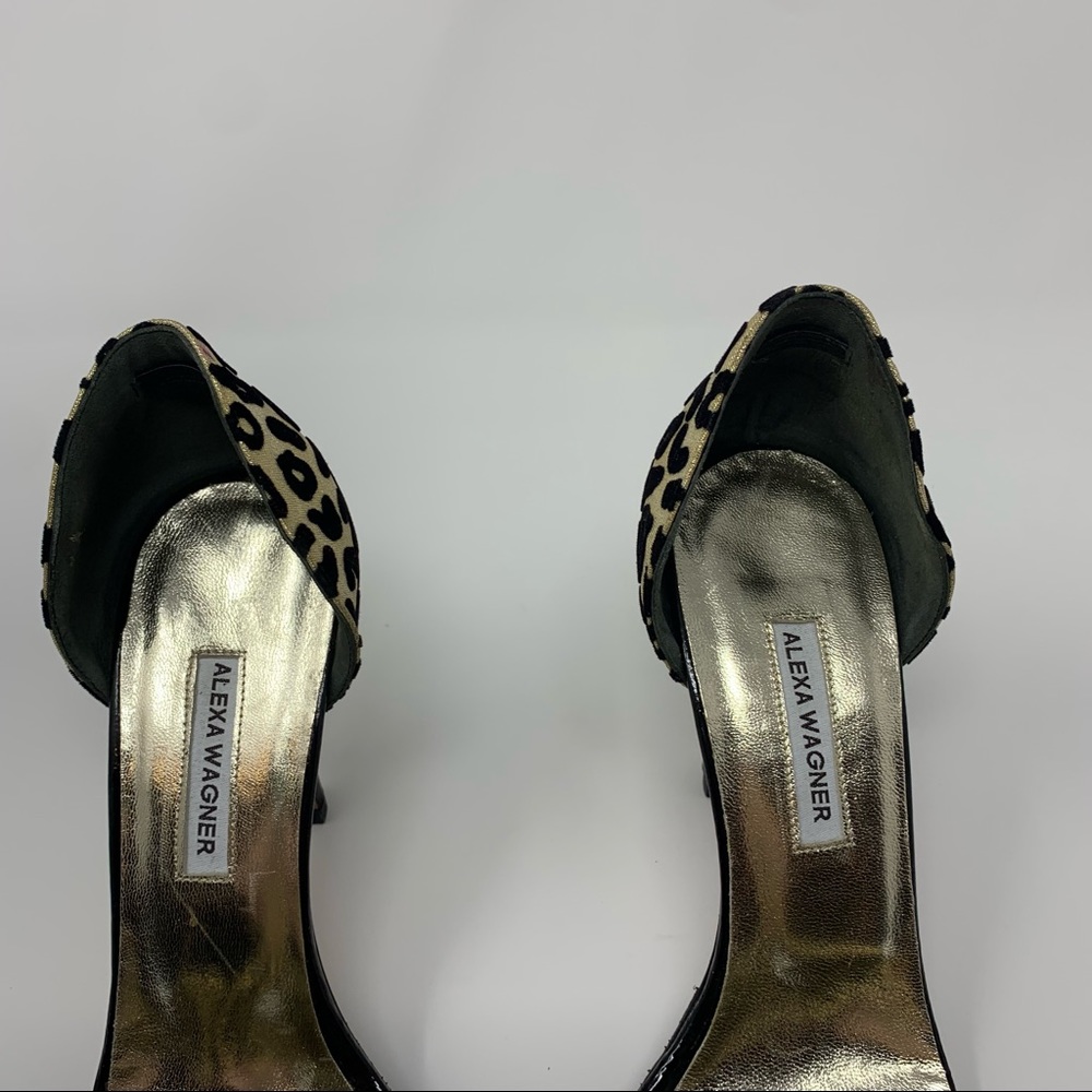 Alexa Wagner Leopard Print Peep Toe Heel Pumps Shoes Women 6 1/2 Formal Party - Picture 7 of 16